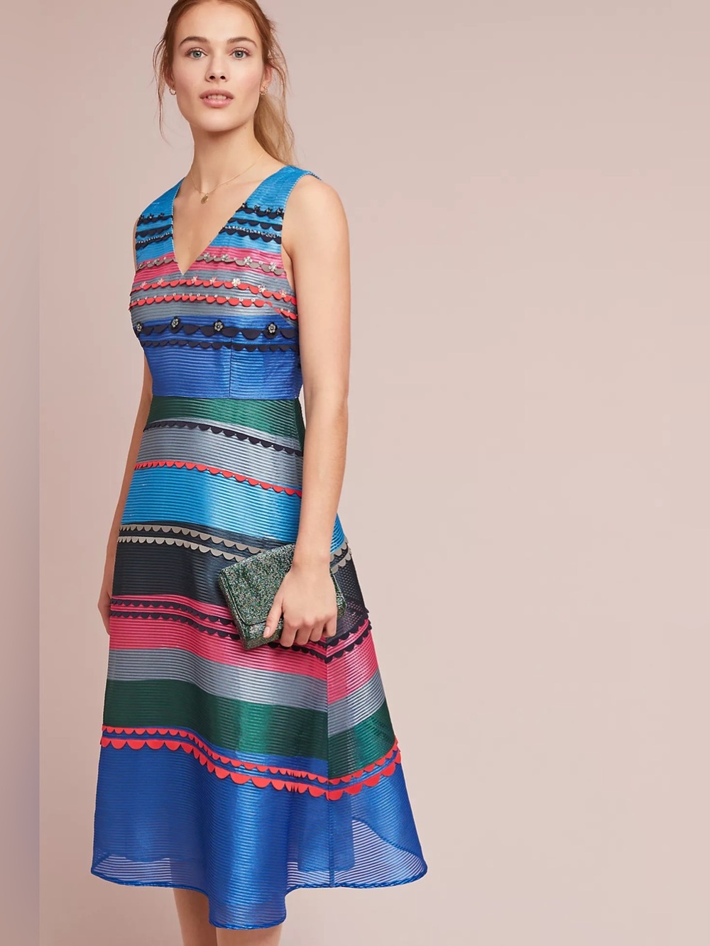 Anthropologie Pankaj & Nidhi Dianne Graphic-Striped Dress